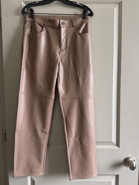 Straight-Leg Faux Leather Pants in Light Camel